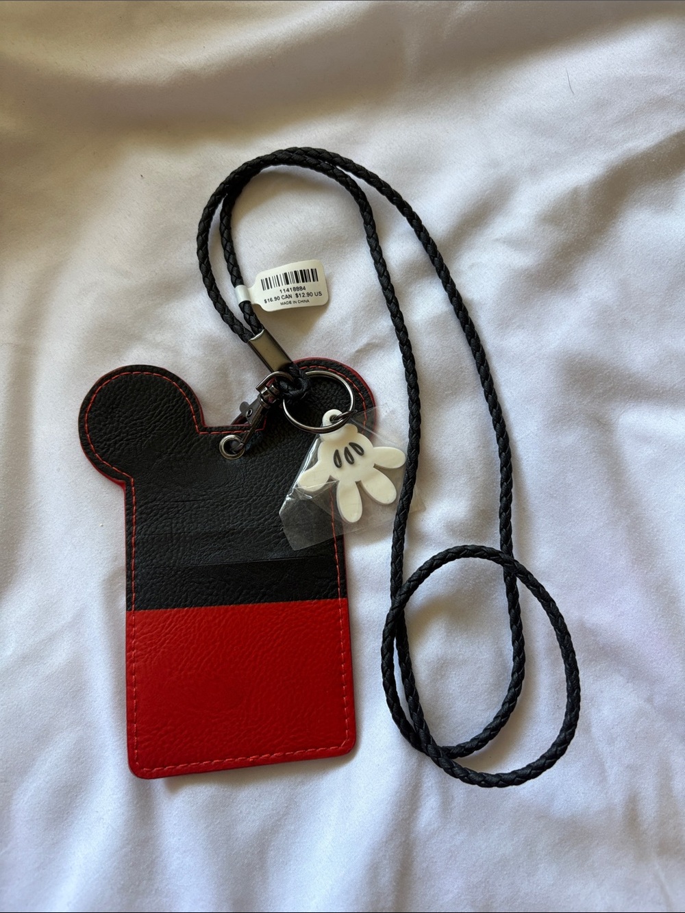 Disney Red and Black Mickey Ear Card Holder Lanyard